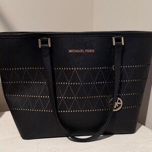 Michael Kors Black Tote with Gold Detailing